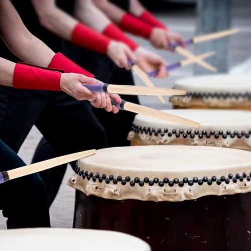 Jucoan 3 Pairs Maibachi Taiko Drum Sticks, 13.75\" Anti-Slip Wooden Professional Taiko Drumsticks for Adults, Traditional Japanese Taiko Performance Sticks, Taiko Drum Controller Sticks for Game