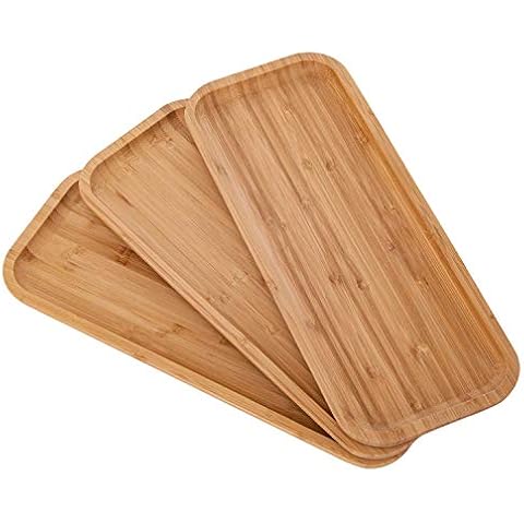 Bearstar Bamboo Tray Bamboo Plates 13.8 x 5.9 x 1 Inches Serving Tray Elegant Appetizer Plates Steak Plate Coffee Tea Serving Tray Fruit Platters Party Dinner Plates Sour Candy Tray Cover