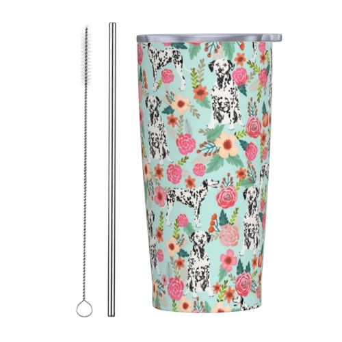 Cute Dalmatian Dog Puppy Lovers Print 20oz Tumbler Cups With Lid,...
