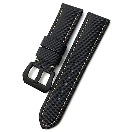Bracelet de montre en cuir finition fibre de carbone couleur agate pour Panerai 26mm