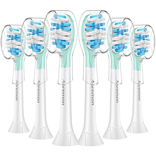 Aoremon Replacement Toothbrush Heads for Philips Sonicare C3 Premium Plaque Control HX9044/65 G3 Gum Care HX9054/65 W3 4100 5100 6100 7500 C1 C2 Flexcare Diamondclean HealthyWhite 6 Count White