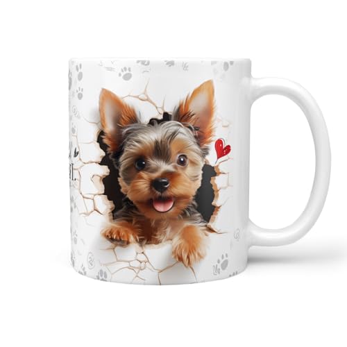 Hunde-Tasse: Yorkshire Terrier Wandbruch, Liebe zum Haustier | Kaffee-Tasse | Geschenk für Hundeliebhaber Hundebesitzer | Haustierliebe | Geschenkidee | Keramik 330ml