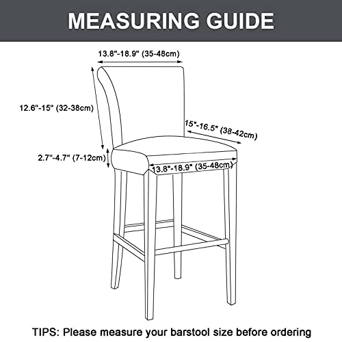 Jhld Waterproof Bar Stool Covers, Suede Barstool Slipcover Stretch Furniture Chair Seat Cover Elastic Dining Chair Covers Removable Washable For Dining Room Kitchen-Light Grey-4 Piece #TOP1