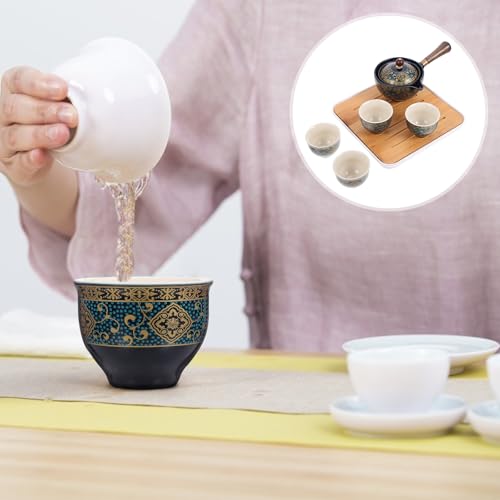 Tetera de cerámica azul portátil para camping y ceremonias de té en el hogar 8