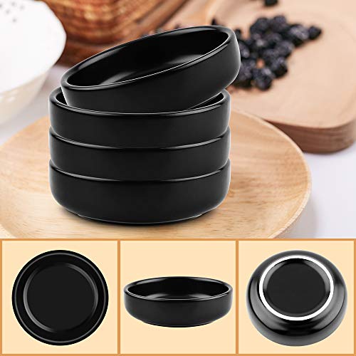 Cyimi 3.5" Ceramic Side Dish Set Of 4 Small Porcelain Soy Dipping Sauce Dishes Black Seasoning Sauce Bowls Dinnerware Sets Sauce Serving Dishes #TOP2