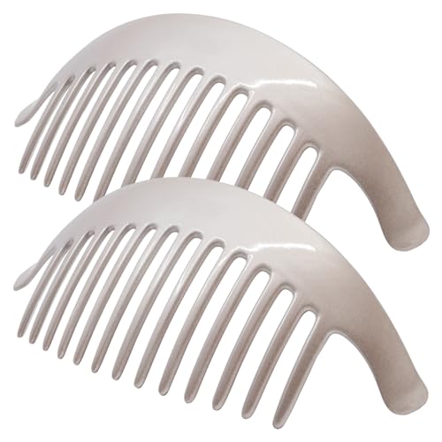 Image of Camila Paris CP3016 French Hair Side Combs, Beige Pearl Interlocking Combs French Twist Hair Combs, Strong Hold Hair Clips for Women Bun Chignon Up-Do, Styling Girls Hair Accessories, Made in France