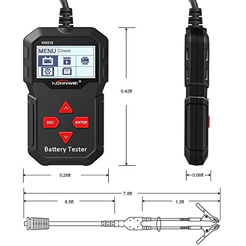 KONNWEI KW210 Car Battery Load Tester 12V 100-2000 CCA 220AH Professional Automotive Alternator Digital Analyzer Waveform Voltage Test Tool for Vehicle/Boat/Motorcycle