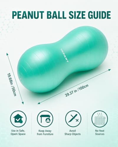 Image of INPANY Peanut Ball - Anti Burst Exercise Ball for Labor Birthing, Physical Therapy for Kids, Core Strength, Flexible Seating, Home & Gym Fintness, Sensory Chair Wiggle Seat for Boys and Girls