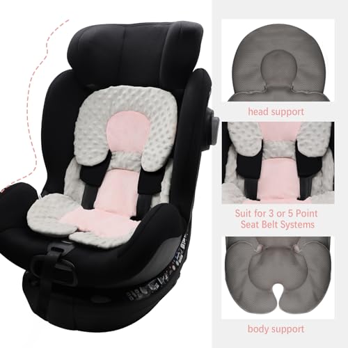 KAKIBLIN Infant Car Seat Insert, Baby Carseat Head & Body Support for Newborn, 2-in-1 Reversible Baby Car Seat Cushion, Soft Stroller Cushion Insert for Car Seats, Bouncer, Strollers, Swing