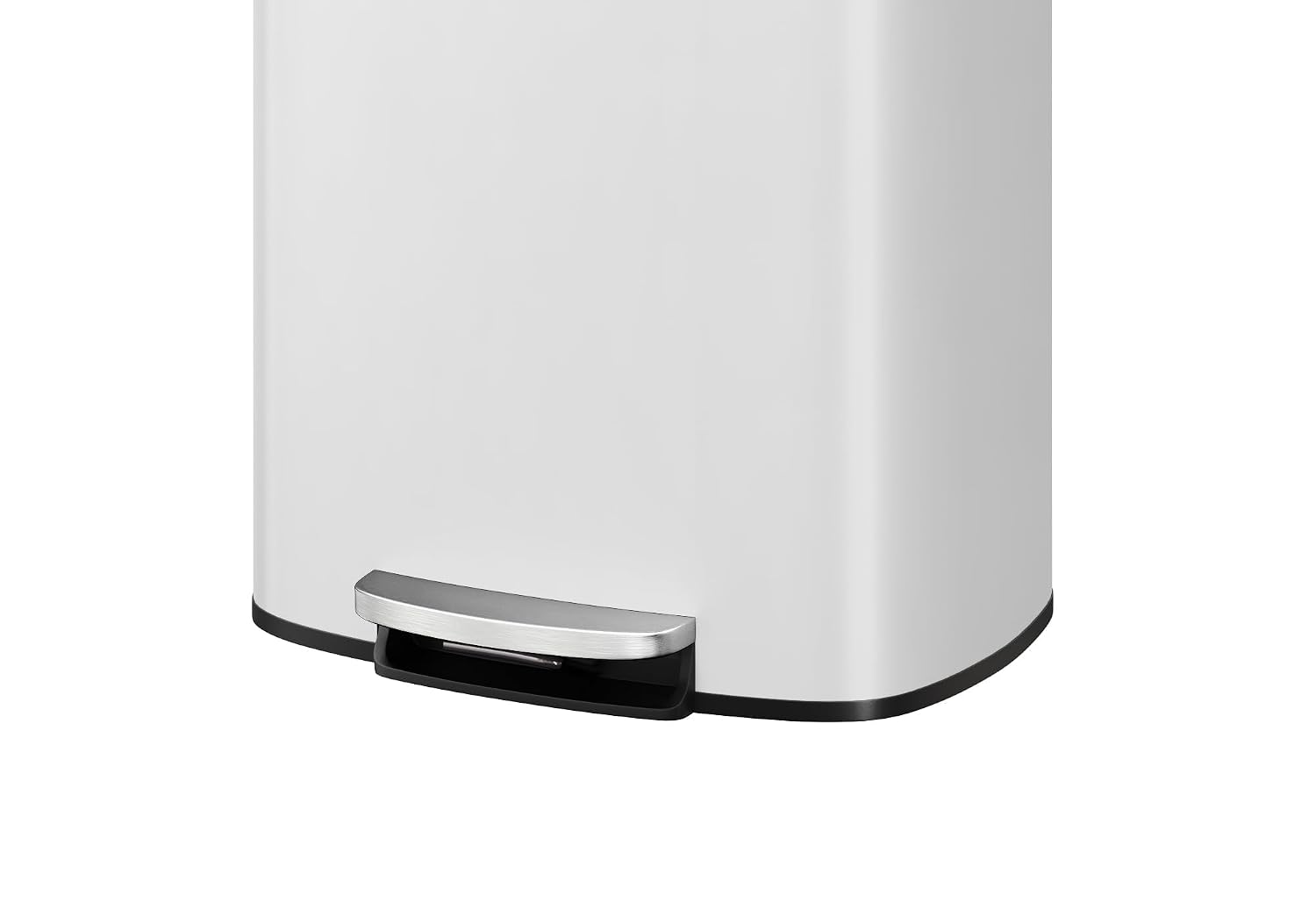 OUTLANE 13 gal / 50 L Stainless Steel Trash Can with Lid, Large Garbage Can for Kitchen,Rustproof Step-on Kitchen Metal Trash Bin with Inner Bucket, Rear Handle, Soft Close Lid,White