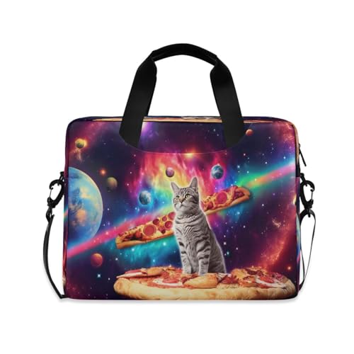Bolso Maletín para Laptop Galaxy Space Pizza Cat con Correa miniatura 1