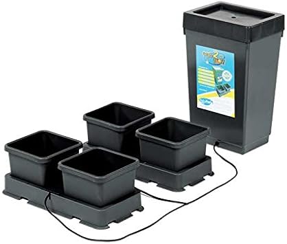 AutoPot Easy2Grow 4Pot System with Regular with 2.2 Gallon Pots and 12.4 Gallon Tank - Self-Watering, Indoor, Hydroponic System, Black