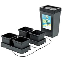 AutoPot Easy2Grow 4Pot System with Regular with 2.2 Gallon Pots and 12.4 Gallon Tank - Self-Watering, Indoor, Hydroponic System, Black