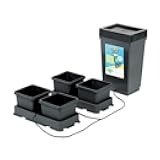 Easy2Grow 4Pot System with Regular with 2.2 Gallon Pots and 12.4 Gallon Tank - Self-Watering, Indoor, Hydroponic System, Black