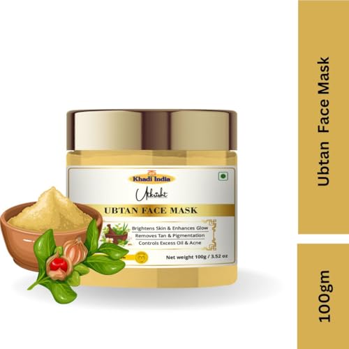 Image of Khadi Ubtan Face Mask 100g | For Breakouts, Tanning & Glowing Skin | With Turmeric, Besan, Rose Water & Sandalwood Powder | Removes Dirt & Impurities | For Men & Women