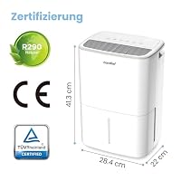 COMFEE Luftentfeuchter 12 Liter/Tag, Geeignet für Räume von ca. 50 Kubikmetern (20 Quadratmetern), Automatische Abtauung, Kindersicherung, Geräuschreduzierung, Kältemittel R290, CDDOE-12DEN7-QA3(EU) – Ansicht 9