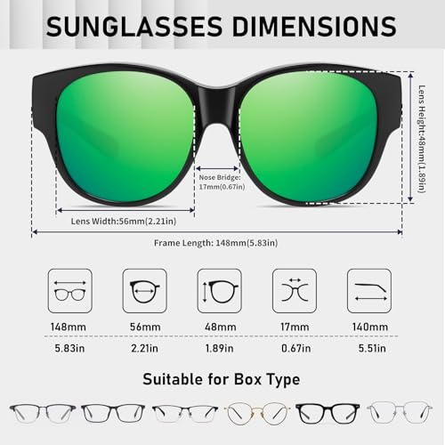 Image of HAOLOTA Fit Over Glasses Sunglasses for Women Polarized | Over Glasses Sun Glasses, UV400 Polarized Lens, Trendy Cat Eye Sunglasses, Lightweight and Flexible, Driving, Daily Use