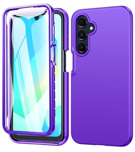 FNTCASE for Galaxy A17/A16 5G Phone Case: for Samsung A17 Cases [Built-in Screen Protector] [Dual Layer Protection] Silicone Rugged Shockproof Protective for Samsung A 17 & A 16 4G Cover - Purple