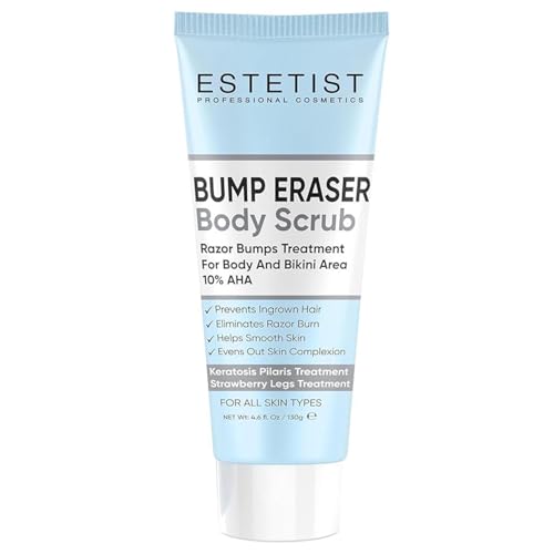 Estetist KP Bump Eraser Body Scrub - Keratosis Pilaris Treatment & Exfoliating Body Scrub for Ingrown Hair, Razor Bumps and Strawberry Legs for Women of All Skin Types, 10% AHA, Glycolic Acid Wash