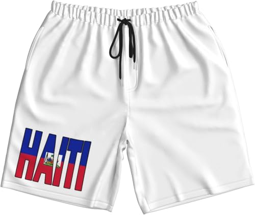 Haiti Flag Mens Swim Trunks Quick Dry Board Shorts 7