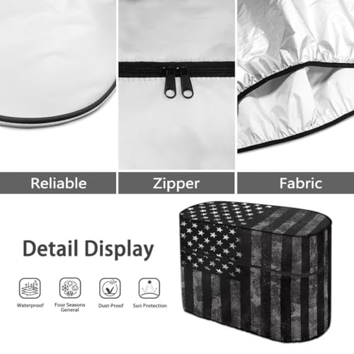 Horeset RV Propane Tank Cover for Dual 30 lb Tanks, Black White American Flag Camper Tank Cover, Waterproof Polyester Protector with Zipper Access for Travel Trailer by Horeset - Image 7