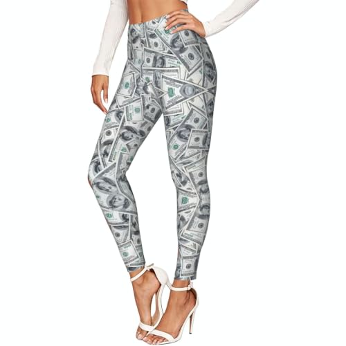 Leggings de compresión para mujer suaves mallas elásticas divertidas con dólares