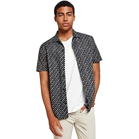 Springfield Camisa Bowling Slub para Hombre, Negro, L Cover