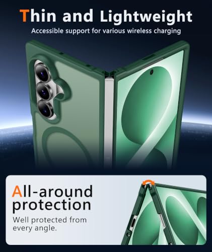 Image of FNTCASE for Samsung Galaxy Z Fold 8 Ultra / Z Fold 7 Case, Fit for Magsafe | Screen Protector, Translucent Matte, 18FT Military Grade Drop Protection, Shockproof Protective Phone Cover, Green
