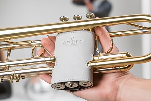 Trumpet Valve Guard Vegan Artificial leather eco-friendly Valve Protector Vegan Trumpet Accessories Valve Cover Brass accessories (Model M, Gray) - Thumbnail 2