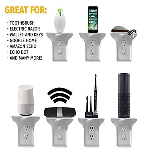 Louis Felt 2 Pack Single Wall Outlet Shelf Home Wall Shelf Organizer For Outlets, Perfect For Bathroom Kitchen Bedroom With Cord Management And Easy Installation. (White) #TOP1