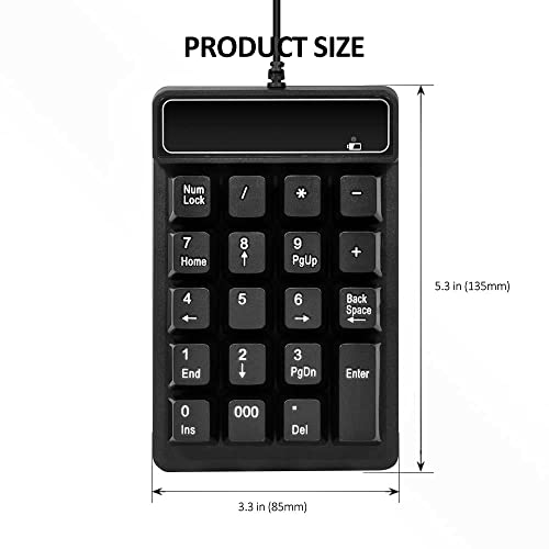 Usb Number Pad, Kadaon 19 Keys Waterproof Silent Numeric Keypad With Mini Usb Cable, For Laptop/Notebook, Compatible With Windows System #TOP1