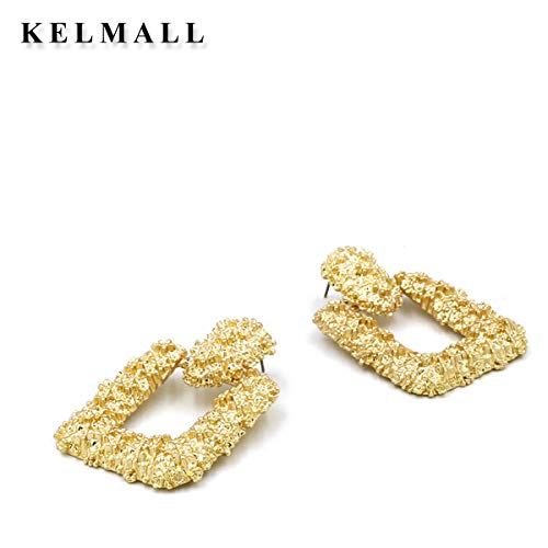 Gold Square Geometric Dangle Earrings, Fashion Statement Drop Earrings For Women Kelmall Collection #TOP5