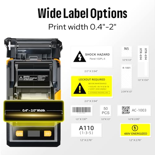 Image of Makeid EP53 2 inch Label Maker with Hard Case and 3 Label Cartridges, 300 DPI 2600mAh Battery Thermal Transfer Bluetooth Label Printer for Home Organization, Kitchen Storage, Small Business & Job Sites