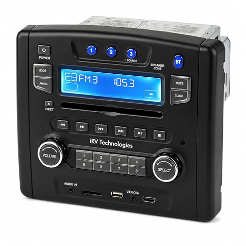 Image of iRV Technology iRV34 AM/FM/CD/DVD/MP3/MP4 /USB/SD/HDMI/Digital2.1/Surround Sound/Bluetooth 3 Zones wall mount RV Radio Stereo