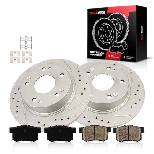 Torchbeam Brake Rotors and Pads Kit Fit Honda Accord 2003-2007 3.0L/2.4L, Acura TSX 2004-2008, 10.22in Rotors, 31315+D537 Brake Kit, Rear Brakes and Rotors