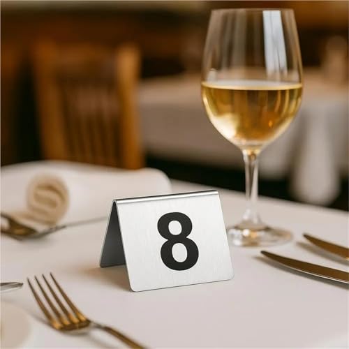 Numéros de table en acier inoxydable kit 1-20 signalisation métal pour restaurant et cuisine - 4