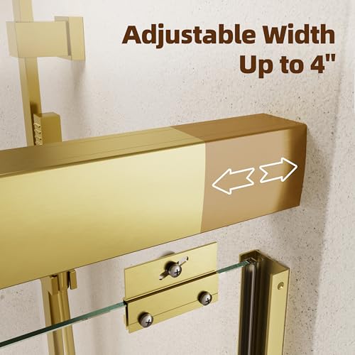 Image of Royal Guard Double Sliding Shower Door,56-60 inch W x 70 inch H，Brush Gold