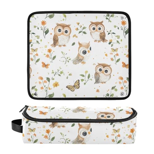 Estuche de viaje 2 en 1 para planchas de pelo y rizadores con tapete resistente al calor Cartoon Owls miniatura 3