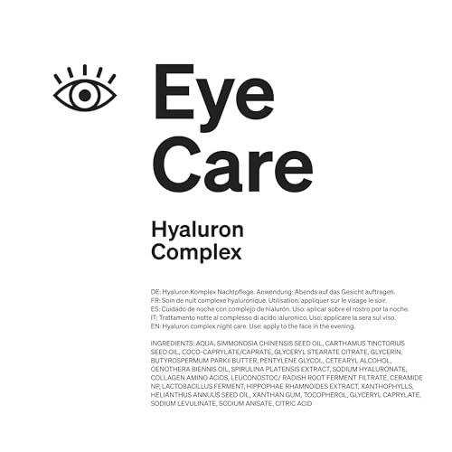 Eye Care – 15ml Augencreme mit Hyaluron – Eye Cream mit Hyaluronsäure, Koffein, Aprikosenkernöl & Spirulina – Anti Aging gegen Augenringe – 100% Naturkosmetik, vegan, Parfümfrei