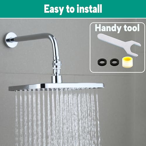 LUOFANT Heavy Duty Shower Head Swivel Ball Adapter, Solid Brass Shower Head Swivel Adapter Chrome Polished, Adjustable Shower Arm Connector Universal Shower Assembly Shower Arm Extension...