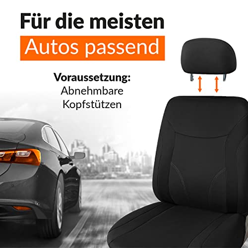 Upgrade4cars Auto-Sitzbezüge Vordersitze Schwarz | Auto-Sitzschoner Set Universal für Fahrersitz & Beifahrer | Auto-Zubehör Innenraum