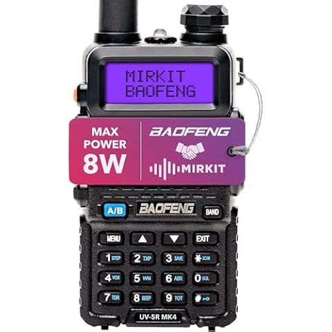 Mirkit Baofeng UV-5R MK4 8W Max Power Two Way Radio VHF/UHF 144-148/420-450 mhz Ham Radio with 1800 mAh Baofeng Battery, Mirkit Software & Lanyard for Walkie Talkie Cover
