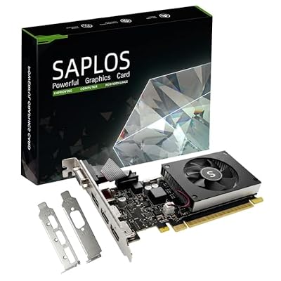 SAPLOS GT 730 Graphics Card, 2 HDMI, DisplayPort, VGA, 4GD3 64-bit, Low Profile Video Card for PC, Computer GPU, 30W Low Power, PCI Express, 4 Displays, 2560 x 1600 Pixels