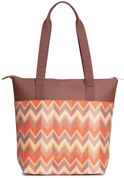 Women’s Printed Jute & Vegan Leather Tote Bag – Handcrafted Shoulder Handbag, Spacious Everyday Work Bag for Office, Travel & Daily Use