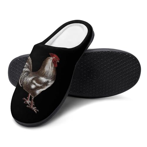 Rooster Cock Womens Cotton Slippers Anti-slip Rubber Sole Winter Warm House Shoes For Daily Wear3