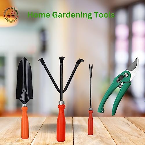 Varshney Gardening Hand Tools Set - 4 Pcs Gardening Tools for Home Gardening | Durable Plant Kit | Farming Tools (Weeder, Trowel, Cultivator,Flower Cutter Manual)