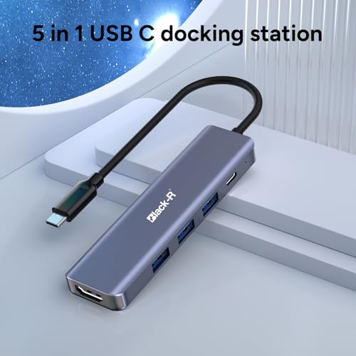 Image of Black-R 5-in-1 TypeC Docking Station with 4K HDMI,3xUSB 3.0 & TypeC 3.0 PD Charging 100W Port, for All Type C Devices- MacBook M3 /4, Laptop, PC, Thunderbolt 3 /4, Samsung S25 Ultra