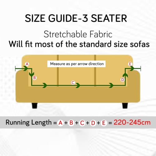 Image of HOKIPO 240 GSM Premium Jacquard Sofa Cover 3 Seater Fully Covered, 'Serene Wave Series' Wine (AR-6354-WINE)