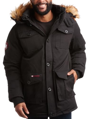Image of CANADA WEATHER GEAR Mens Parka Jacket - Heavyweight Insulated Water Resistant Winter Coat for Men with Faux Fur Hood