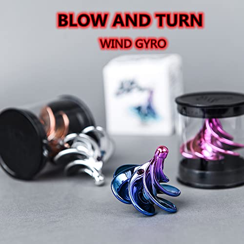 Origin memory Spinning Top, Wind Gyro, Wind Blow Turn Gyro Desktop Decompression Toys, Airflow Spinning Gyro, Desktop Gyro (Rose Pink)